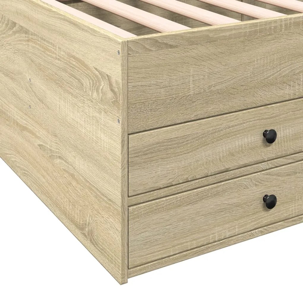 Sofá-cama com gavetas sem colchão 75x190 cm carvalho sonoma