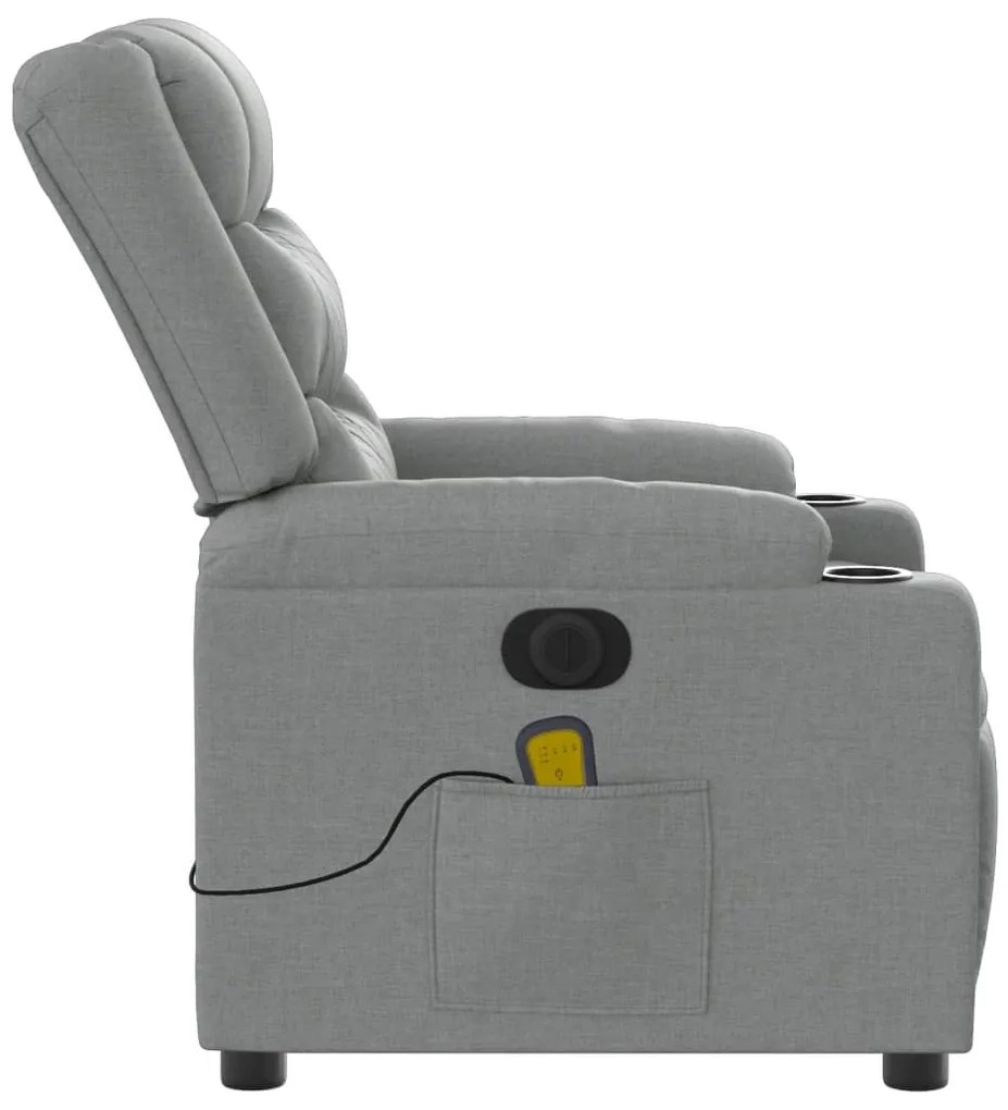 Poltrona de massagens reclinável elétrica tecido cinzento-claro