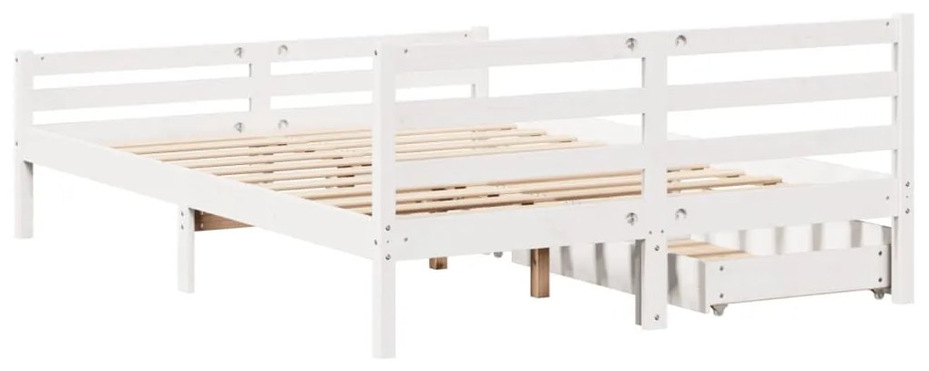 Cama sem colchão 140x200 cm madeira de pinho maciça branco