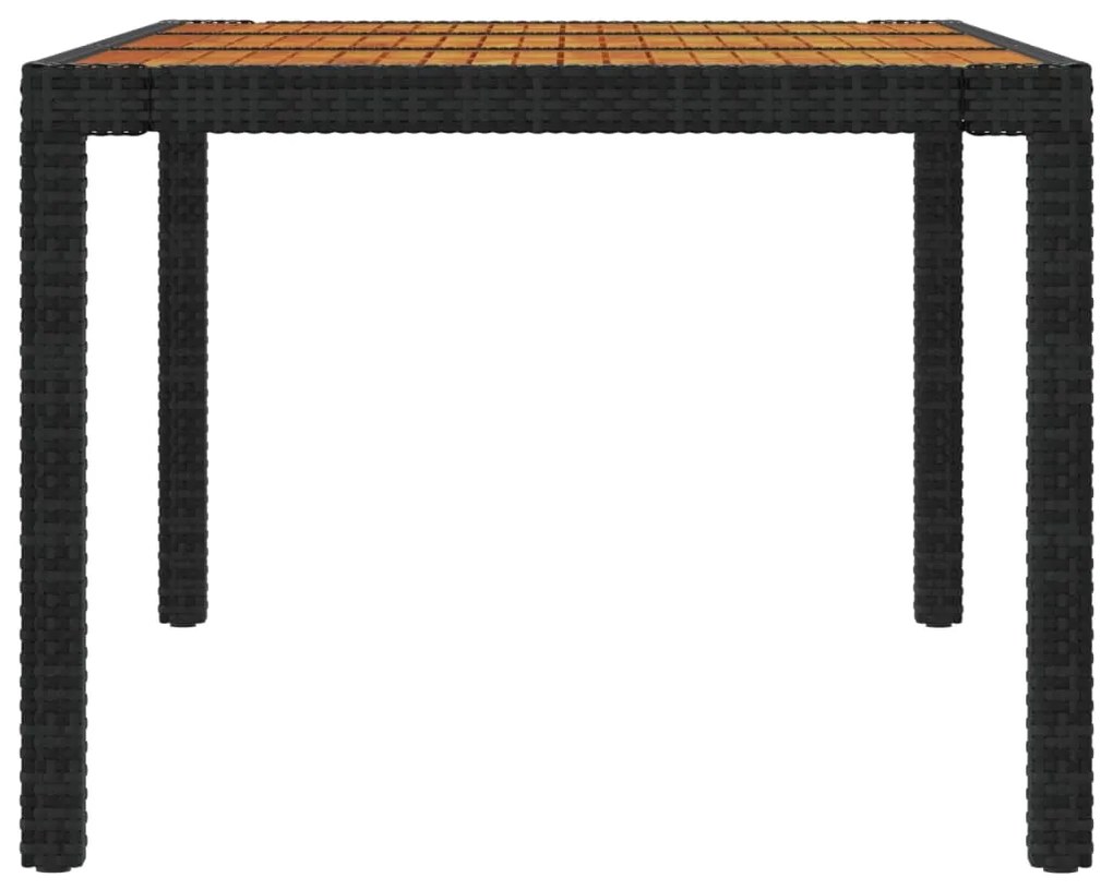 9 pcs conjunto jantar exterior com almofadões vime PE preto