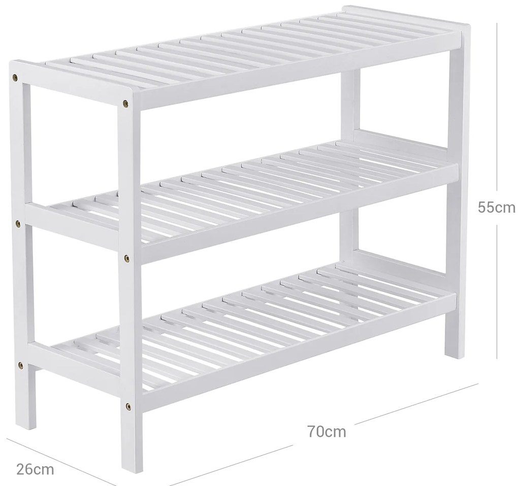 Sapateira de bambu 70 x 55 x 26 cm branca