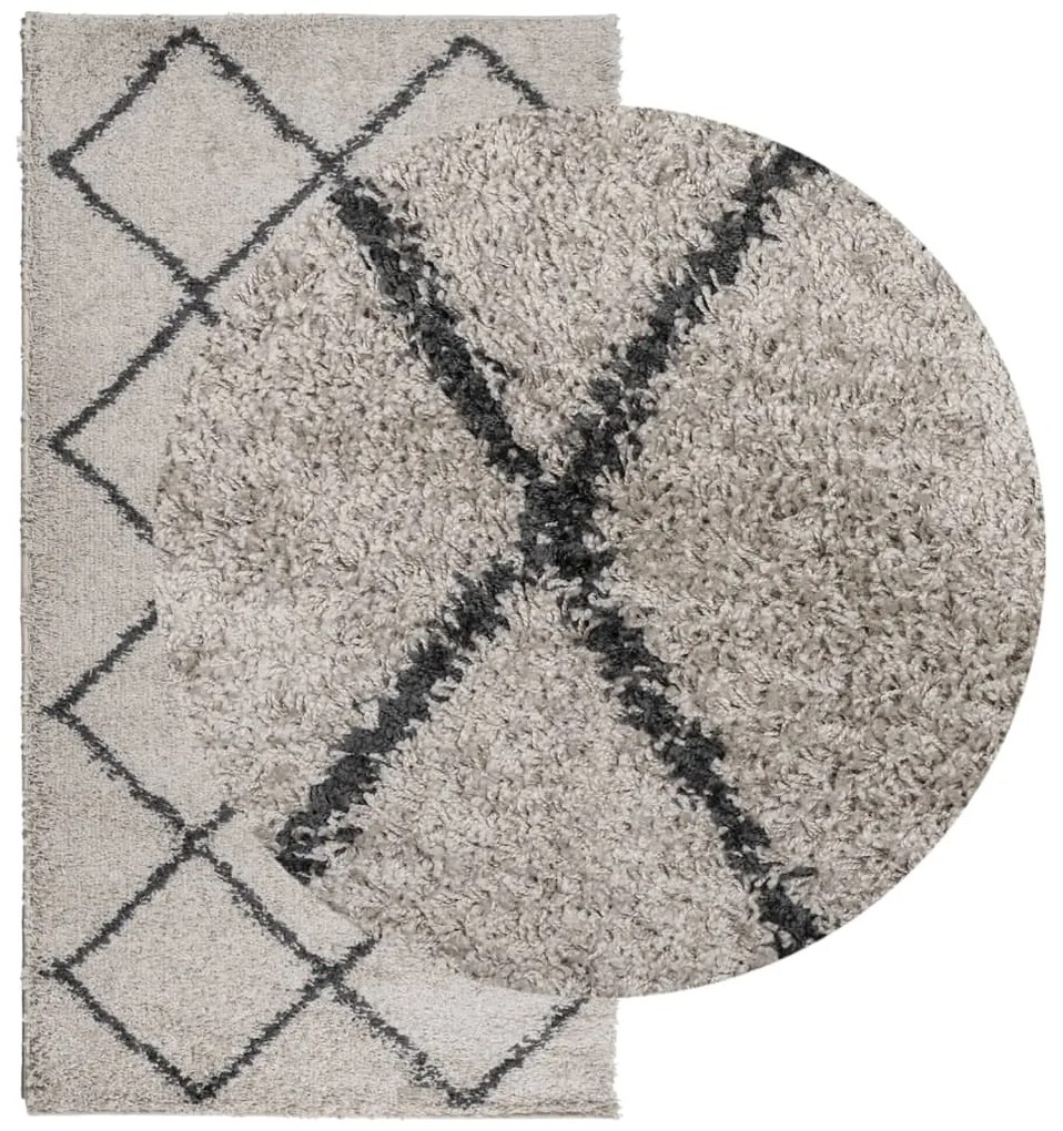 Tapete shaggy de pelo alto PAMPLONA 60x110 cm bege e antracite