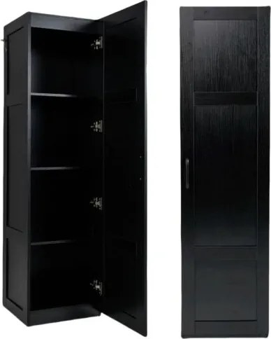 Armário Despensa 38 x 40 x 149 cm com 4 níveis e porta para cozinha e sala de estar Preto