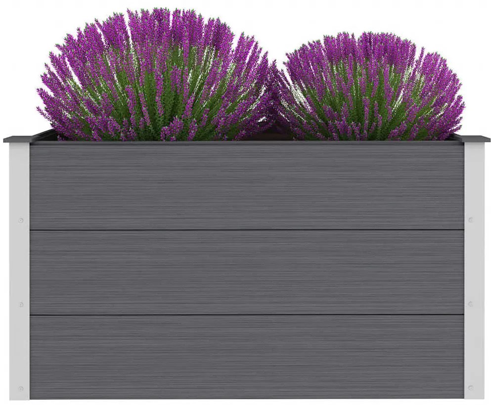 Canteiro elevado para jardim WPC 100x50x54 cm cinzento