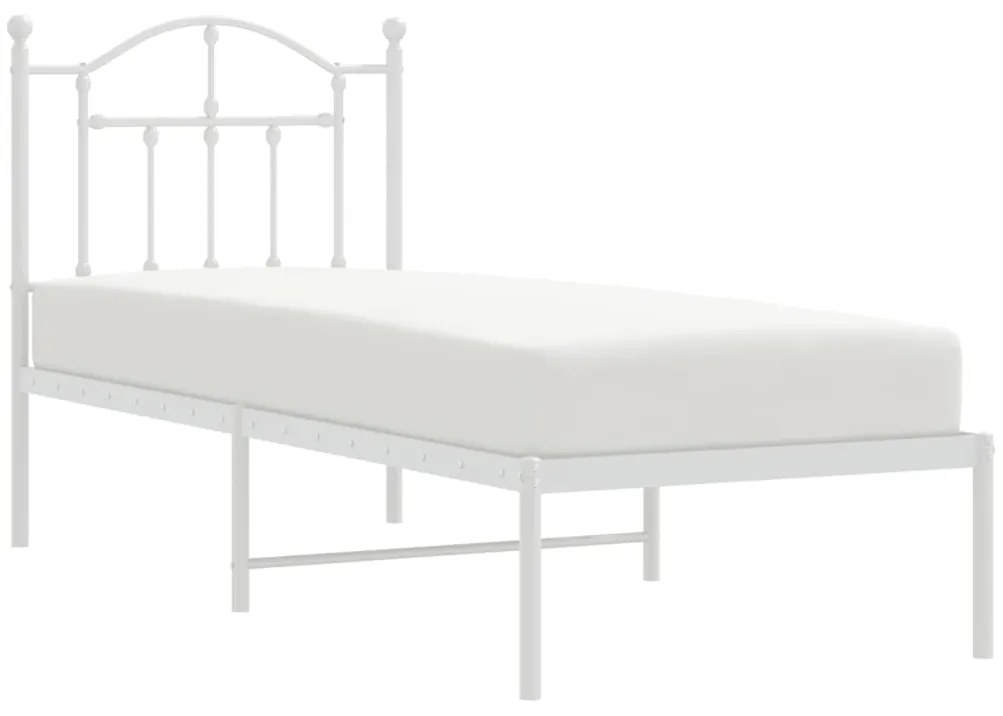 Estrutura de cama com cabeceira 75x190 cm metal branco