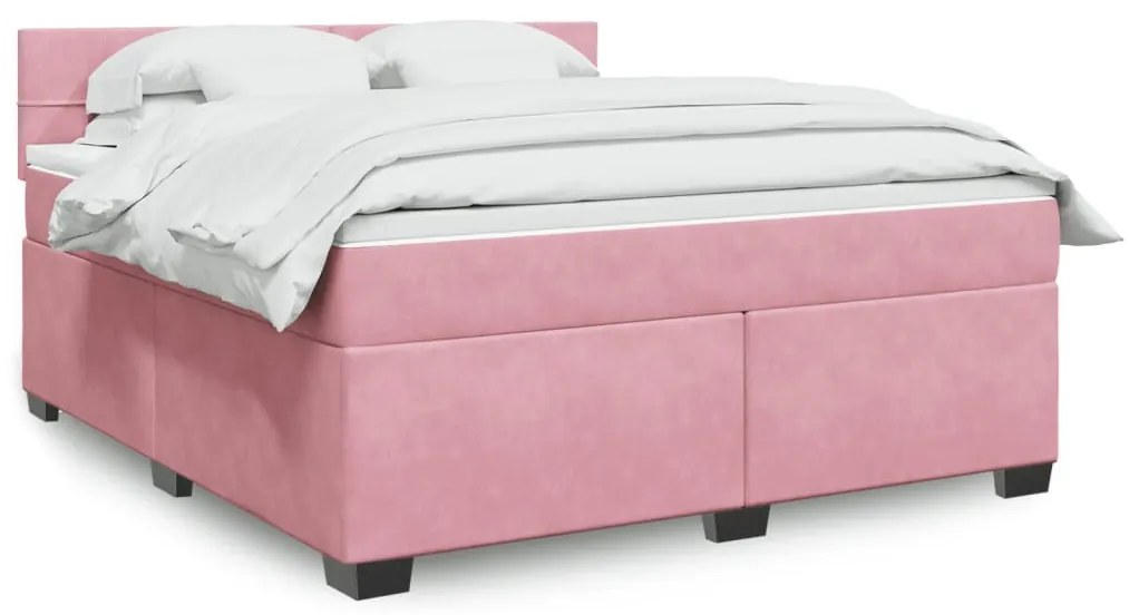 Cama com molas/colchão 180x200 cm veludo rosa