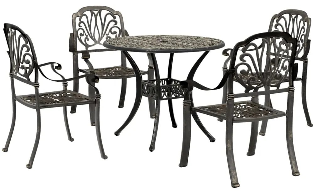 vidaXL 5 pcs conjunto de jantar para jardim alumínio fundido bronze