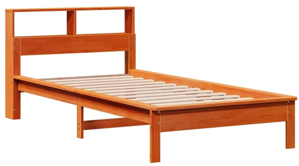 Cama com estante sem colchão 90x190cm pinho maciço castanho-mel