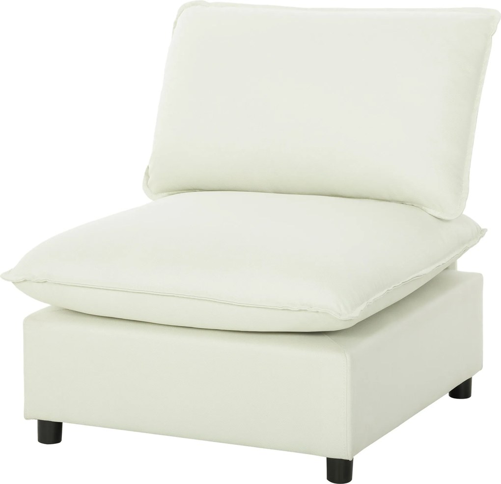 Poltrona de sala 146 x 85 x 78 cm moderno sem braços, com assento largo e almofadas grossas, creme