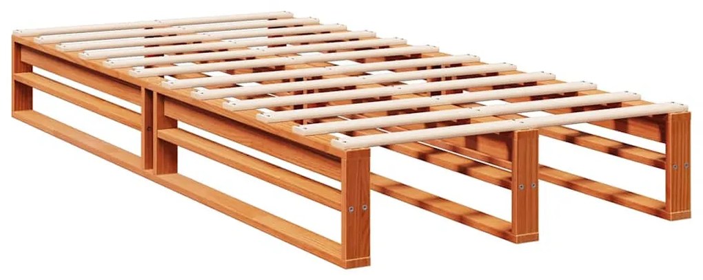 Cama com estante sem colchão 75x190cm pinho maciço castanho-mel
