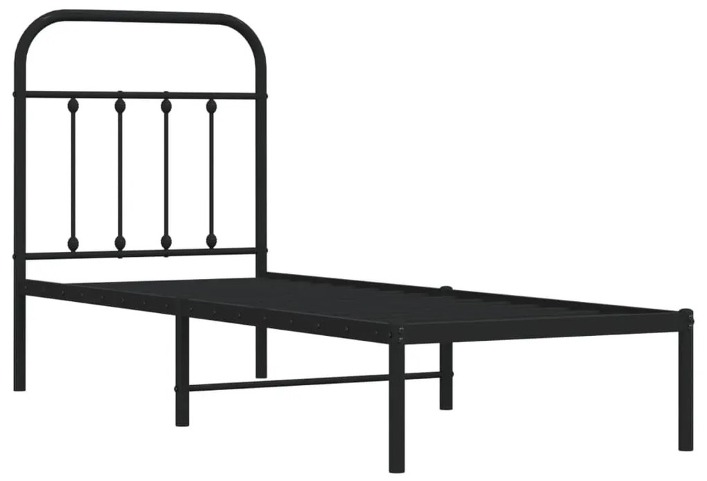 Estrutura de cama com cabeceira 75x190 cm metal preto