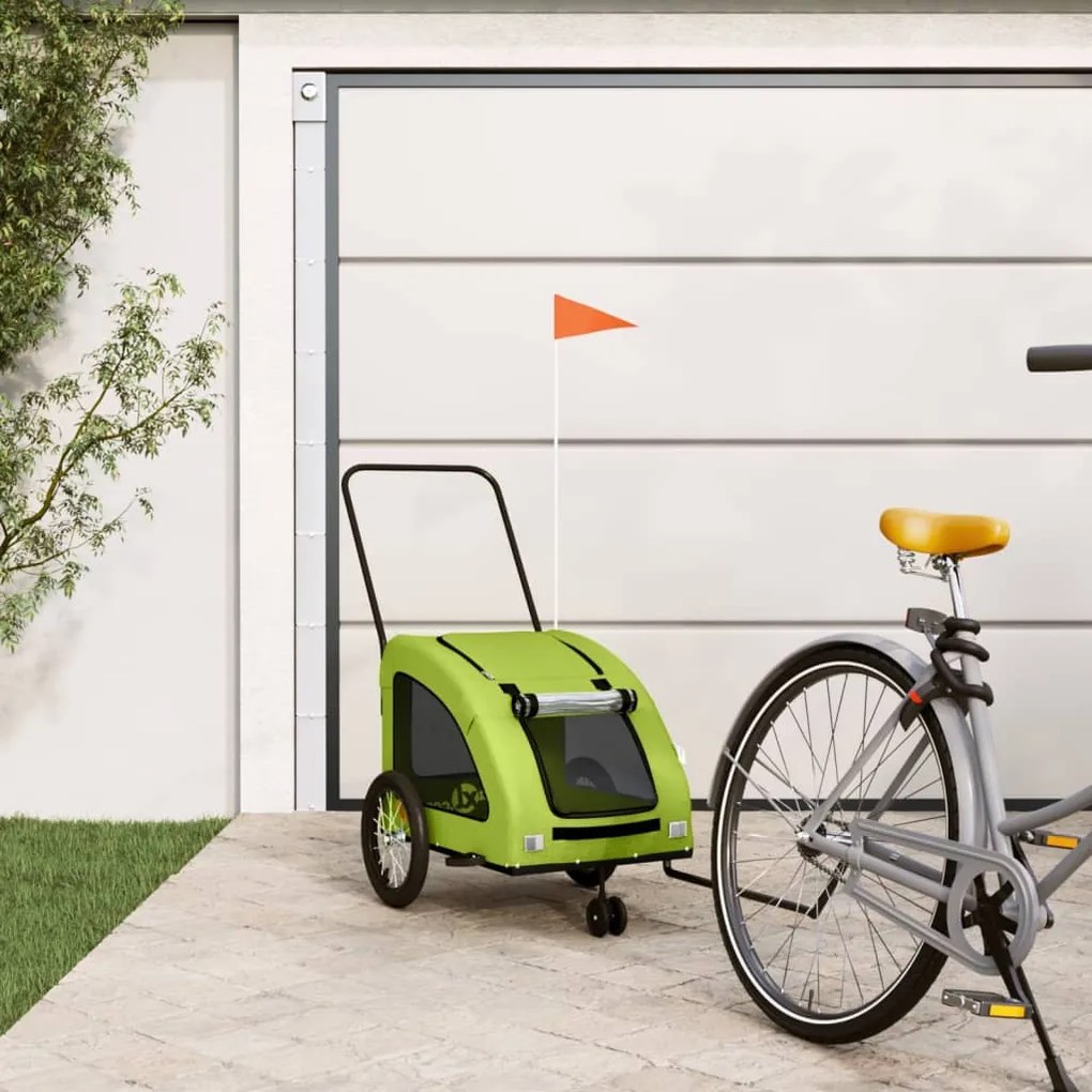 vidaXL Reboque de bicicleta p/ animais tecido oxford/ferro verde