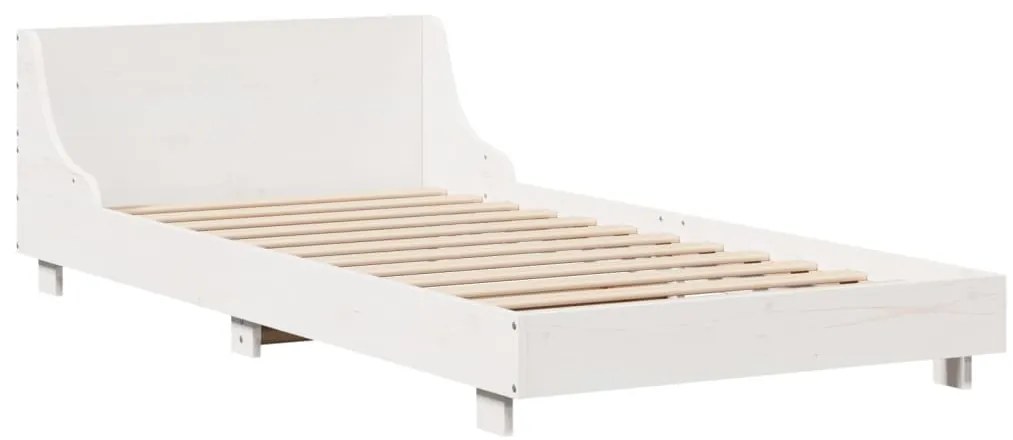Cama sem colchão 100x200 cm madeira de pinho maciça branco