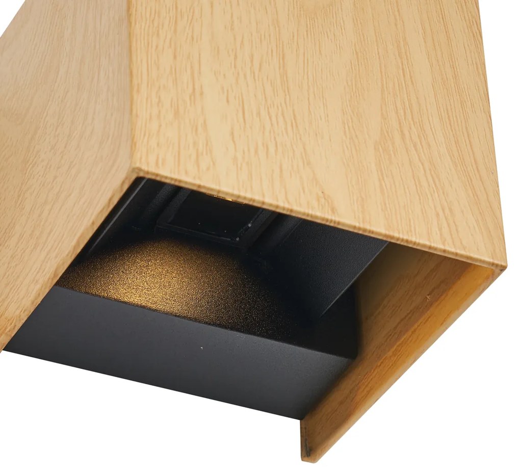 Candeeiro de parede exterior escandinavo com impressão de madeira incluindo LED IP54 - Edwin