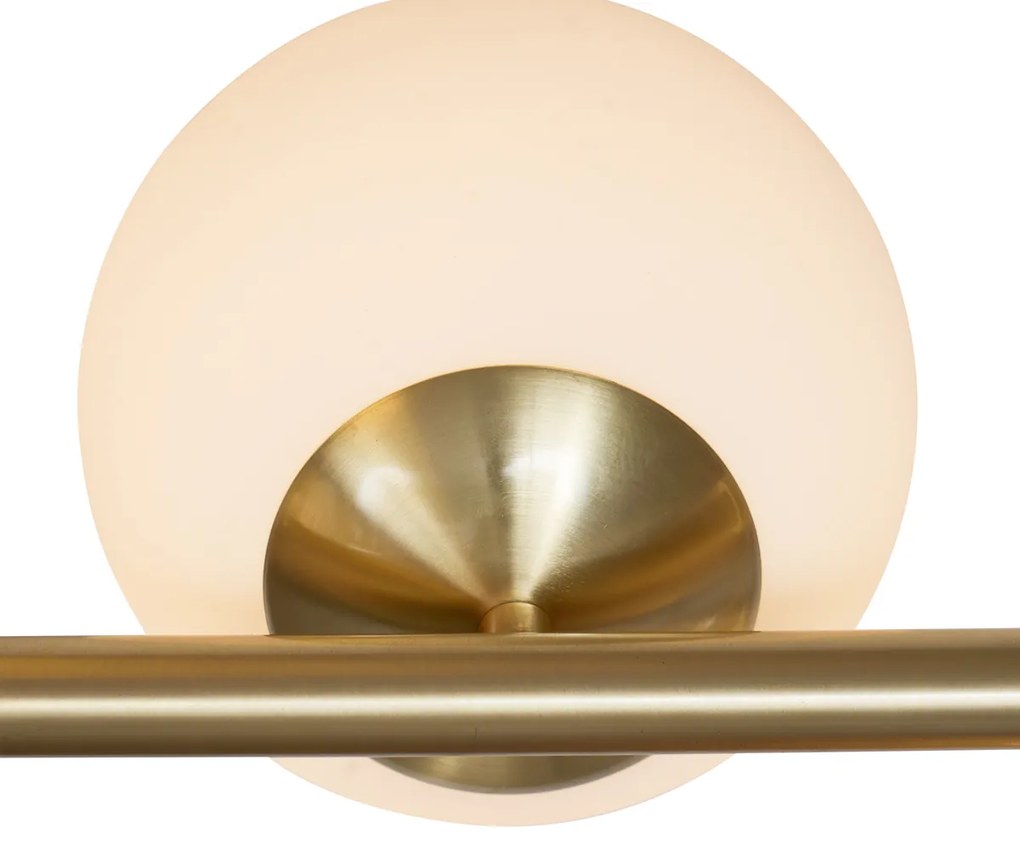 Candeeiro suspenso Hotel Chic dourado com vidro branco opalino 6 luzes - Monaco
