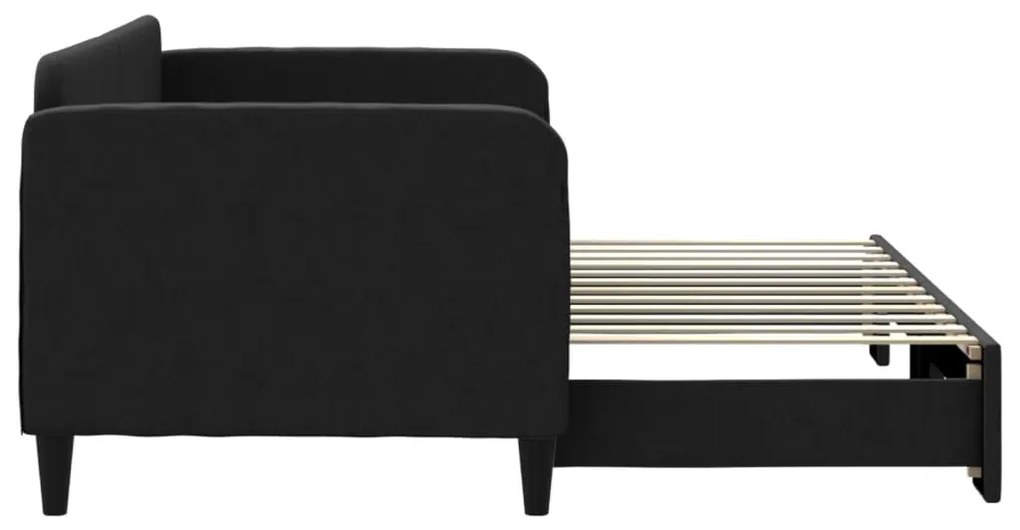 Sofá-cama com gavetão 80x200 cm tecido preto