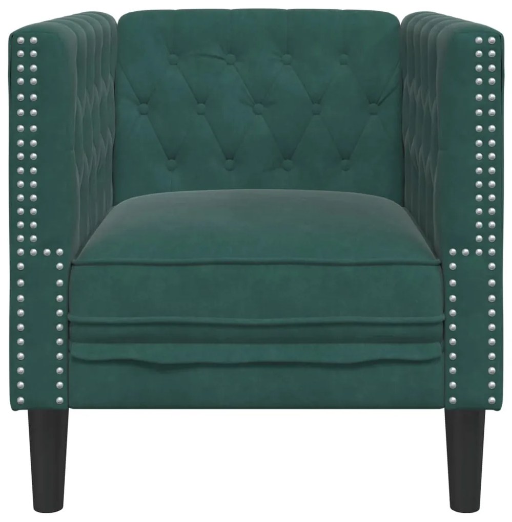 Sofá chesterfield veludo verde-escuro