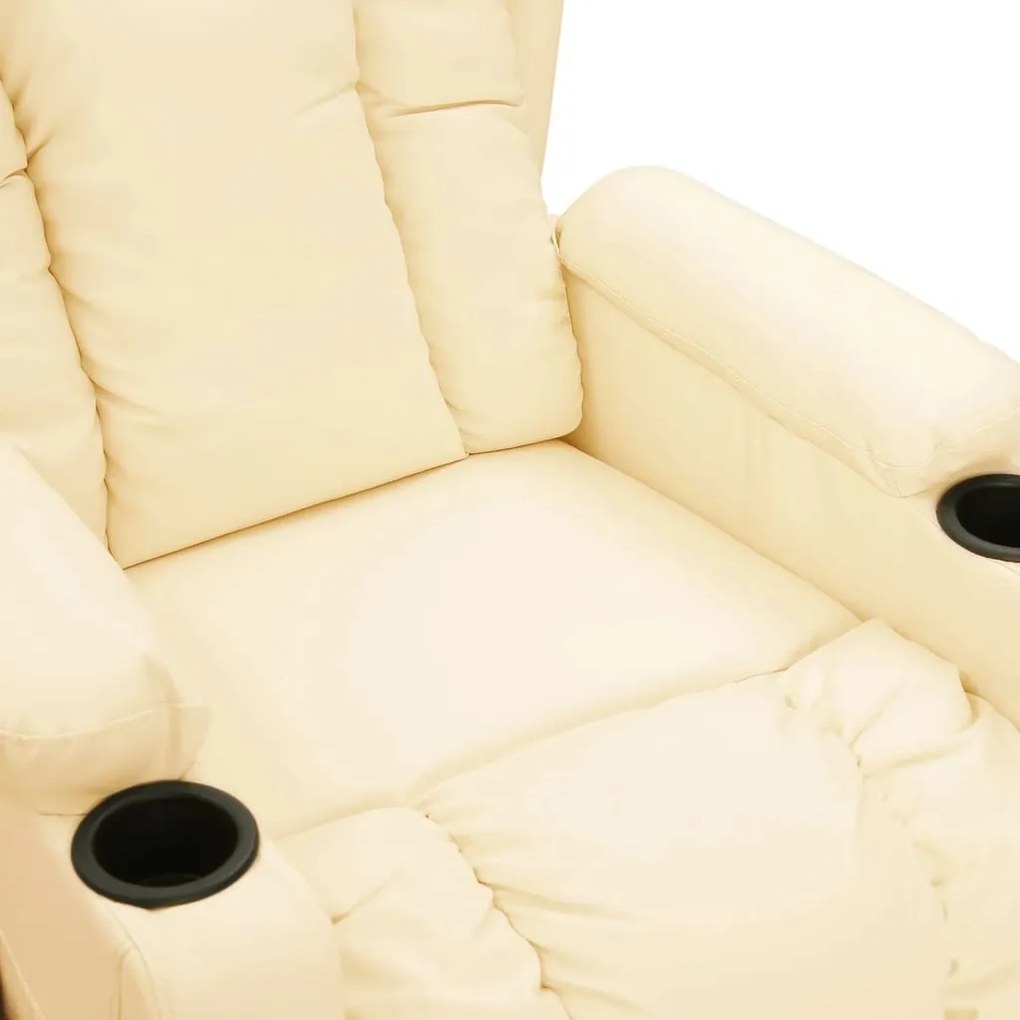 Poltrona reclinável elétrica couro artificial cor creme