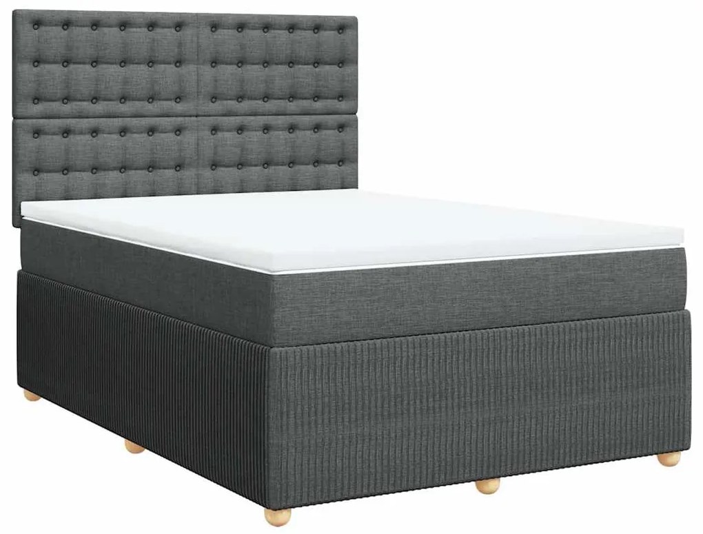 Cama com molas/colchão 140x200 cm tecido cinzento-escuro