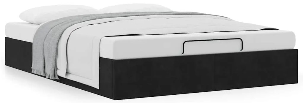 Estrutura de cama otomana sem colchão 140x190 cm veludo preto