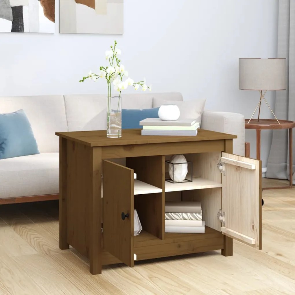 Mesa de centro 71x49x55 cm pinho maciço castanho mel