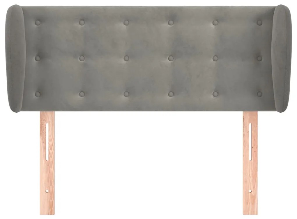 Cabeceira de cama c/ abas veludo 83x23x78/88 cm cinzento-claro