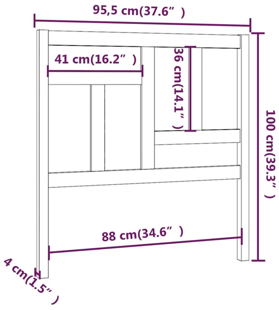 Cabeceira de cama 95,5x4x100 cm pinho maciço cinzento