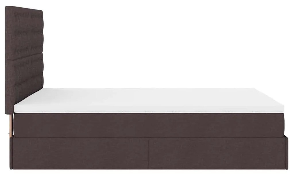Estrutura cama otomana colchão 140x190cm tecido castanho escuro