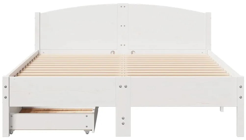 Cama sem colchão 150x200 cm madeira de pinho maciça branco