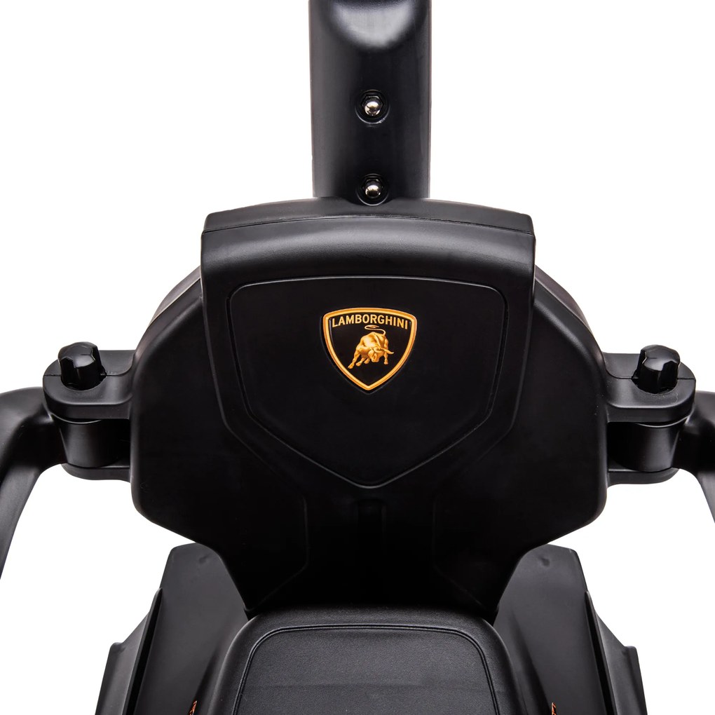 AIYAPLAY 2 em 1 Carro Andador para Crianças 12-36 Meses Lamborghini Essenza SCV2 Carro Andador com Buzina Guiador e Grade de Segurança Removível 86,5x40x89,5cm Branco e Preto