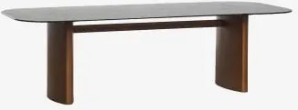 Rectangular Dining Table 260x110 Cm In Tempered Glass And Mdf Zarvi Madeira Escura - Sklum