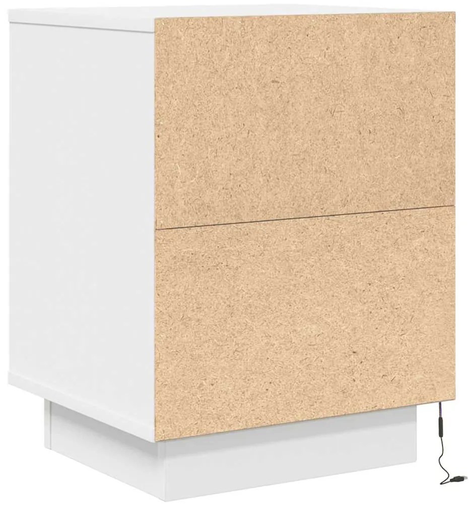 Mesas cabeceira c/ luzes LED 2 pcs 38x34x50 cm branco
