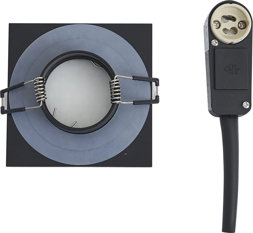 Conjunto de 6 focos embutidos modernos pretos giratórios e inclináveis IP44 - Qure