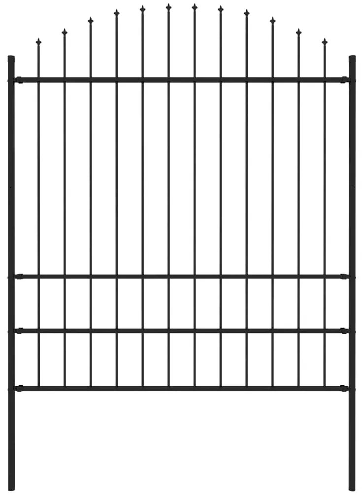 vidaXL Cerca de jardim com topo em lanças (1,75-2)x1,7 m aço preto