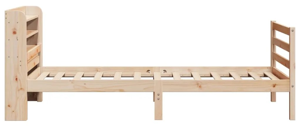 Estrutura de cama com cabeceira 75x190 cm pinho maciço