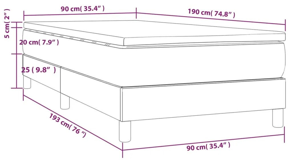 Cama com molas/colchão 90x190 cm tecido cor creme