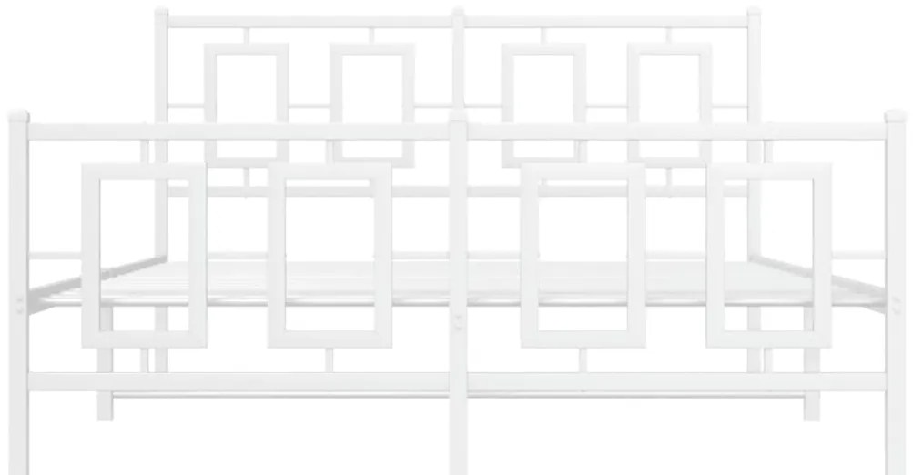 Estrutura de cama com cabeceira e pés 140x200 cm metal branco