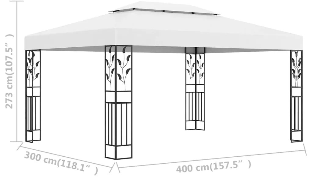 Gazebo com telhado duplo 3x4 m branco