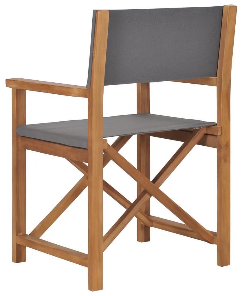 Cadeira de realizador em madeira de teca maciça cinzento