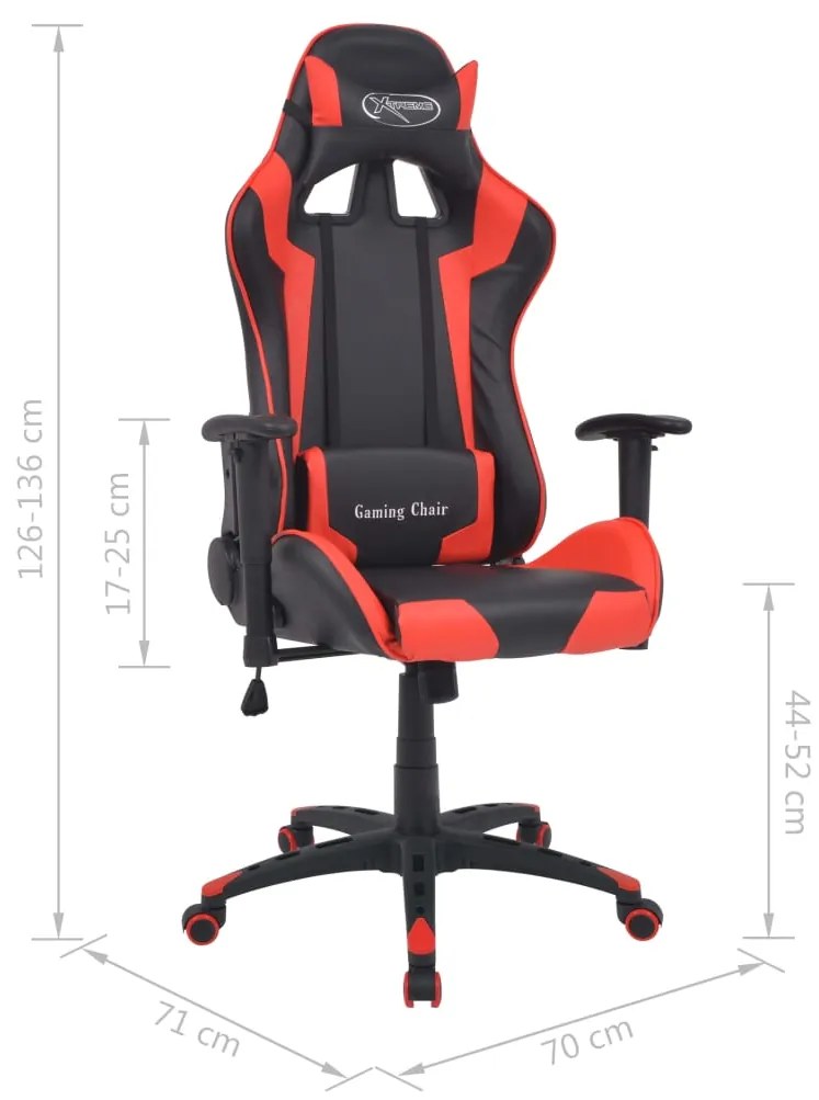 Cadeira escritório reclin. estilo corrida pele artif. vermelho