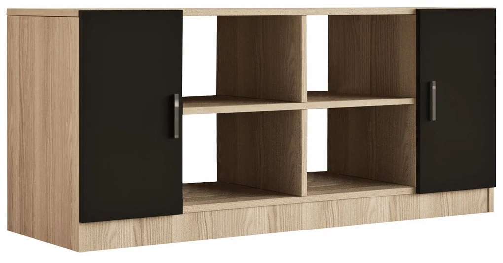 Armário Multiusos VO6 – Carvalho/Preto – 139,8x61,8x46,3 cm