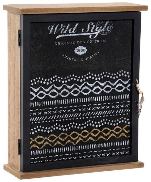 Armário para chaves DKD Home Decor Wild Style Preto Cristal Madeira MDF (22 x 7 x 26 cm)