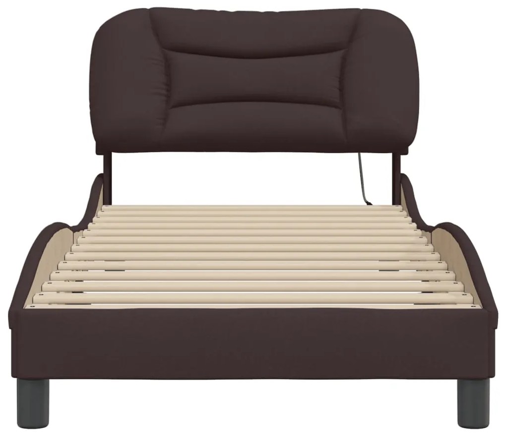 Estrutura de cama com LED sem colchão 90x200 cm tecido