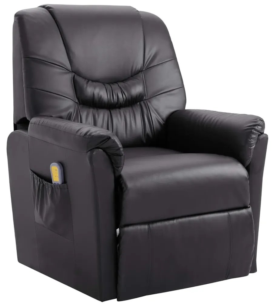 vidaXL Cadeira de massagens reclinável couro artificial cinzento