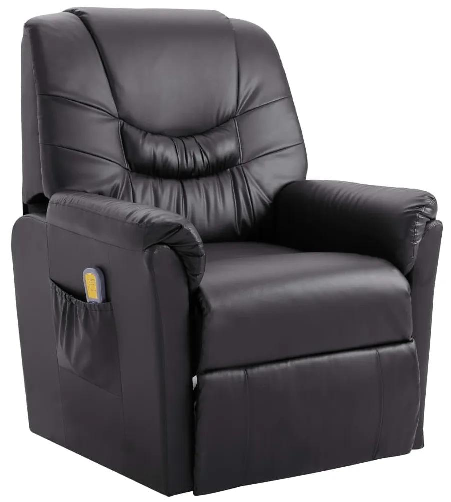 Cadeira de massagens reclinável couro artificial cinzento