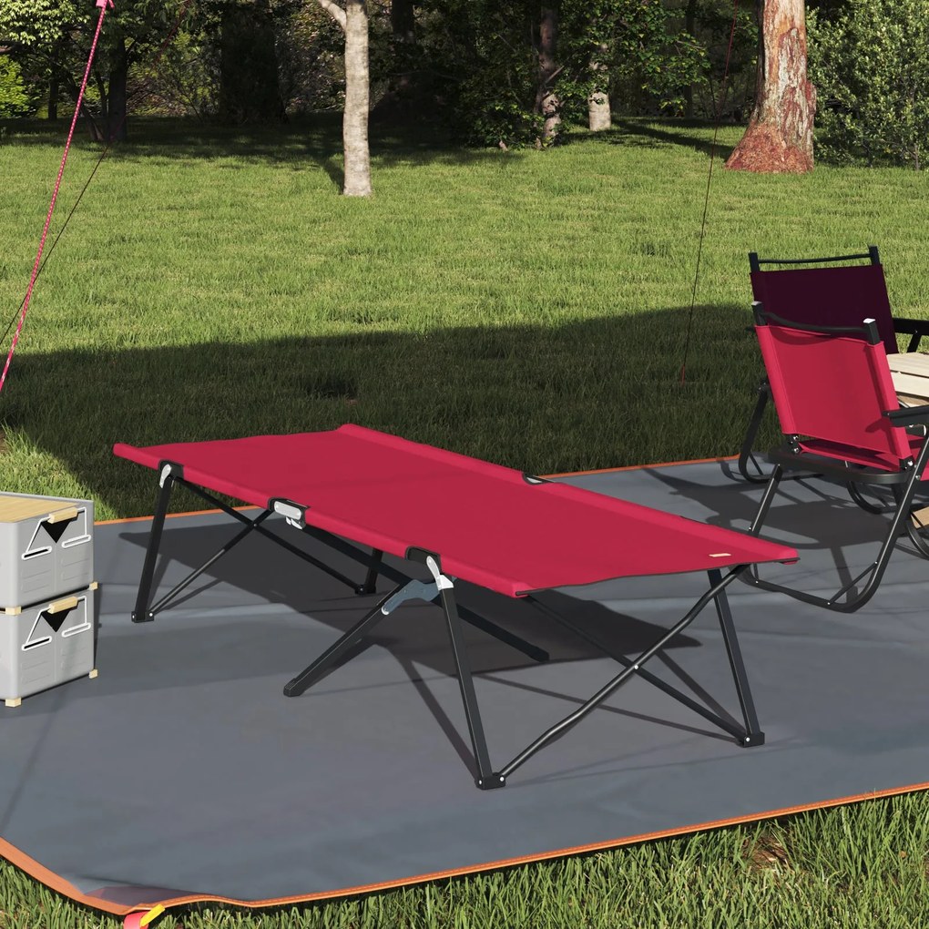 Cama Solar Dobrável com Bolsa Vermelha Tecido Oxford 600D