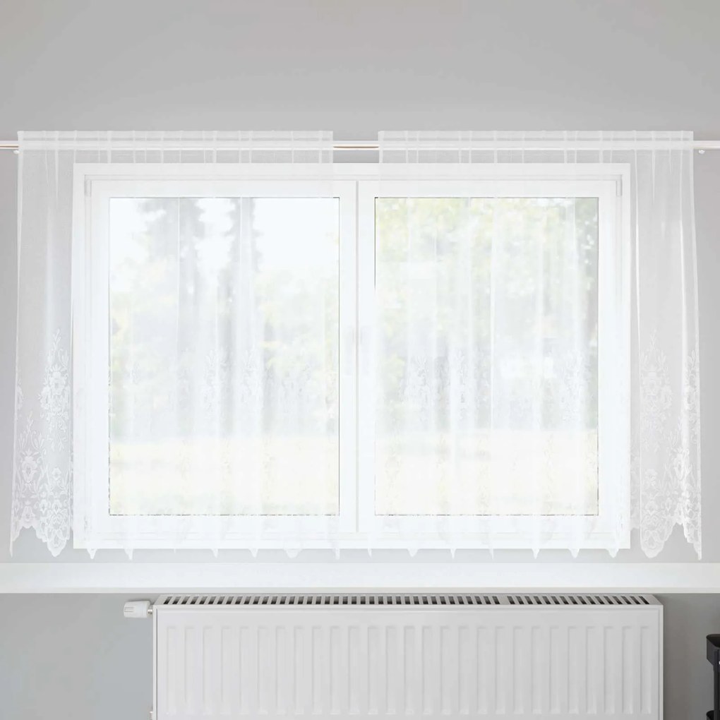 vidaXL Cortina de Renda com cortinas Branco 160 x 200 cm Poliéster