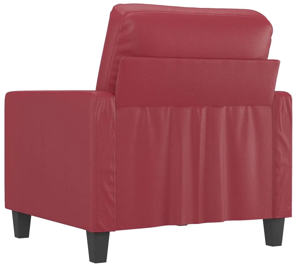 Poltrona 60 cm couro artificial vermelho tinto