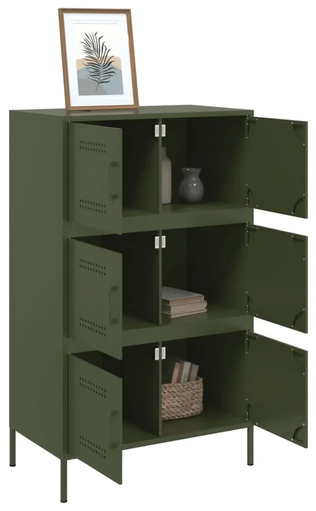 Aparador alto 68x39x113 cm aço verde azeitona
