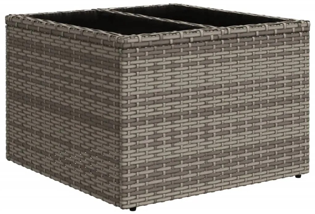 10 pcs conjunto sofás p/ jardim c/ almofadões vime PE cinzento